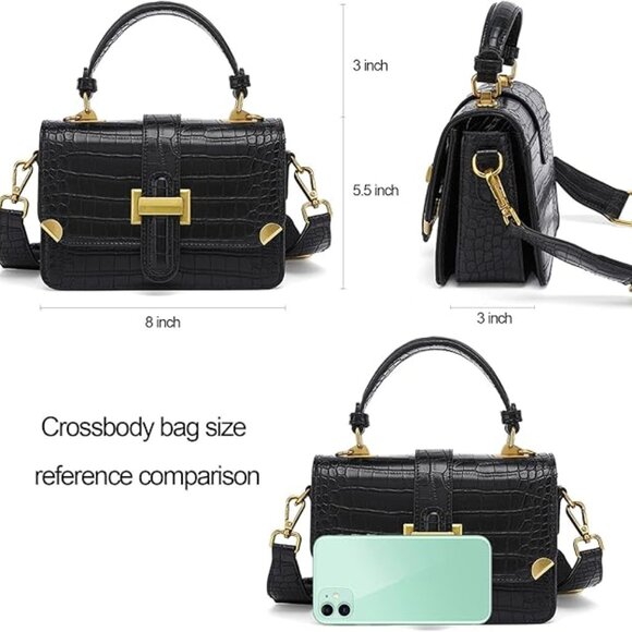 NWT LL LOPPOP Women's Small Classy Crossbody Purse Top Handle Black - Picture 3 of 4